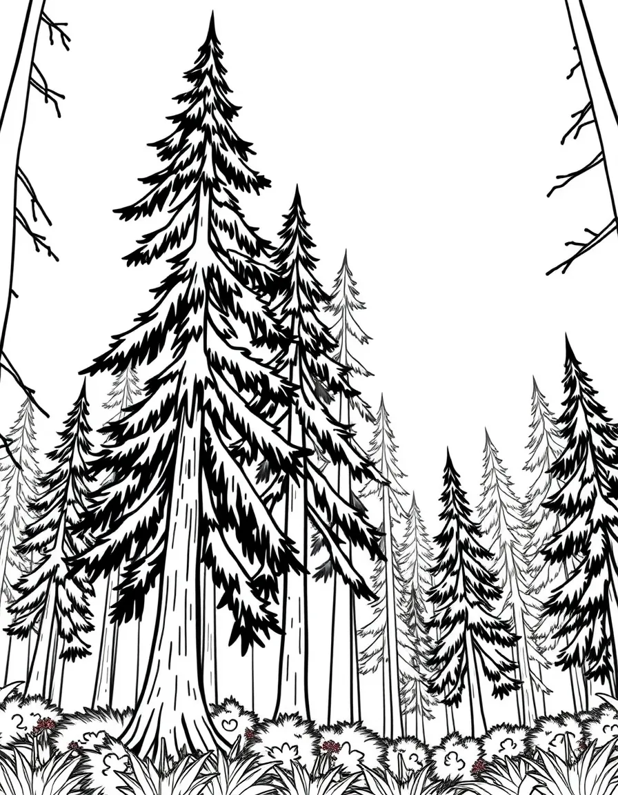 A forest with tall trees.