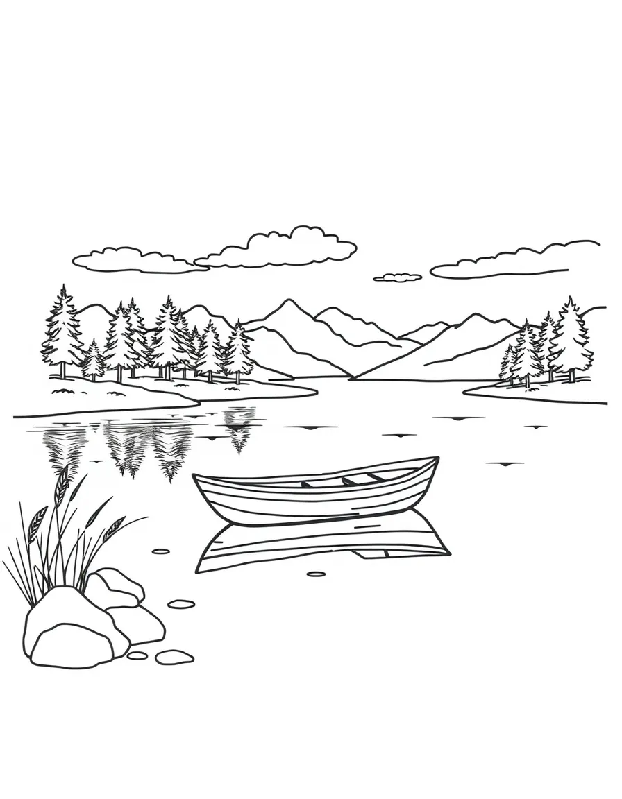 A lake with a boat.