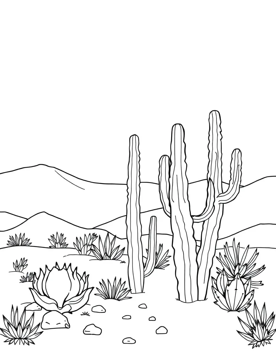 A desert with cacti.