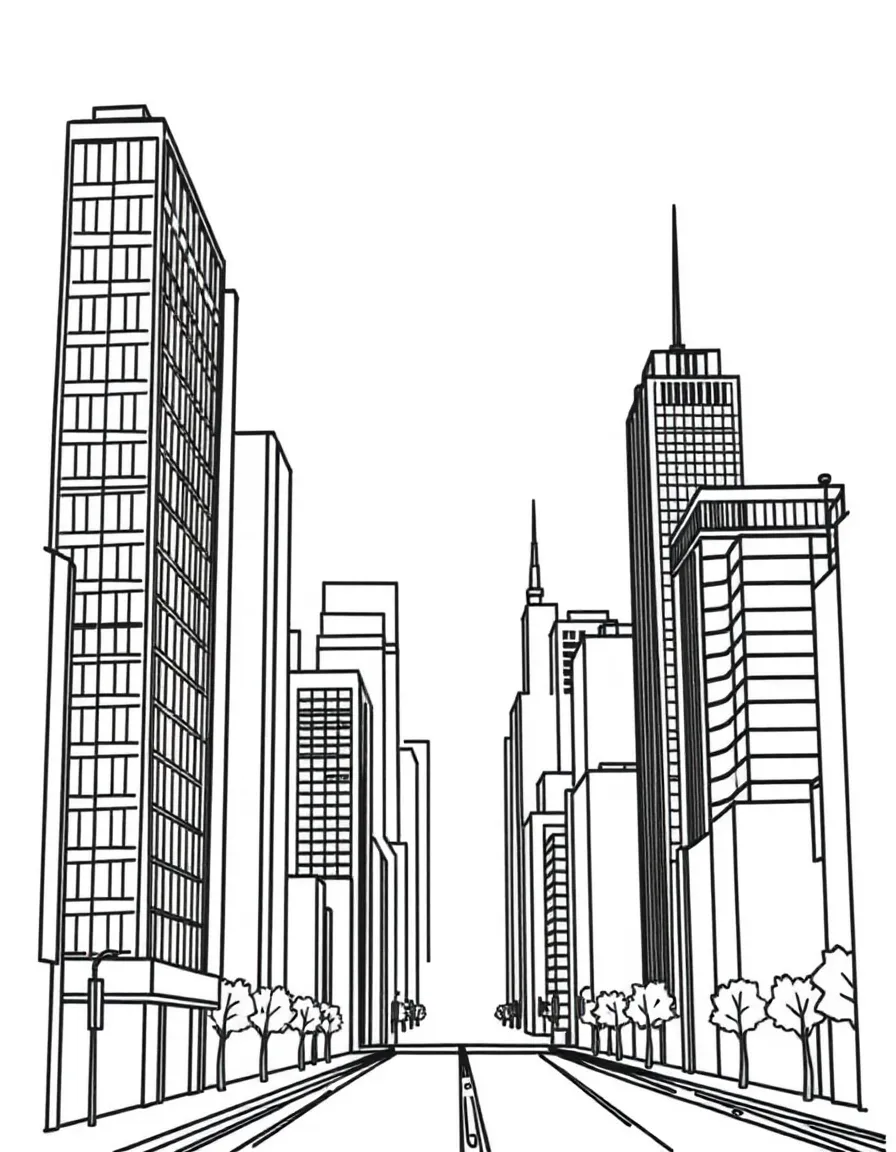 A city with tall buildings.