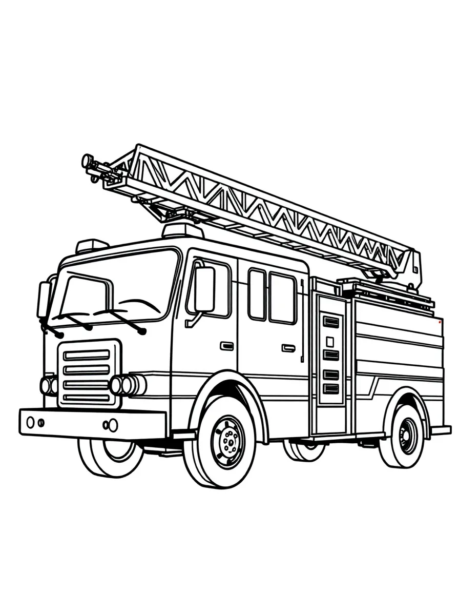 A fire truck with a ladder.