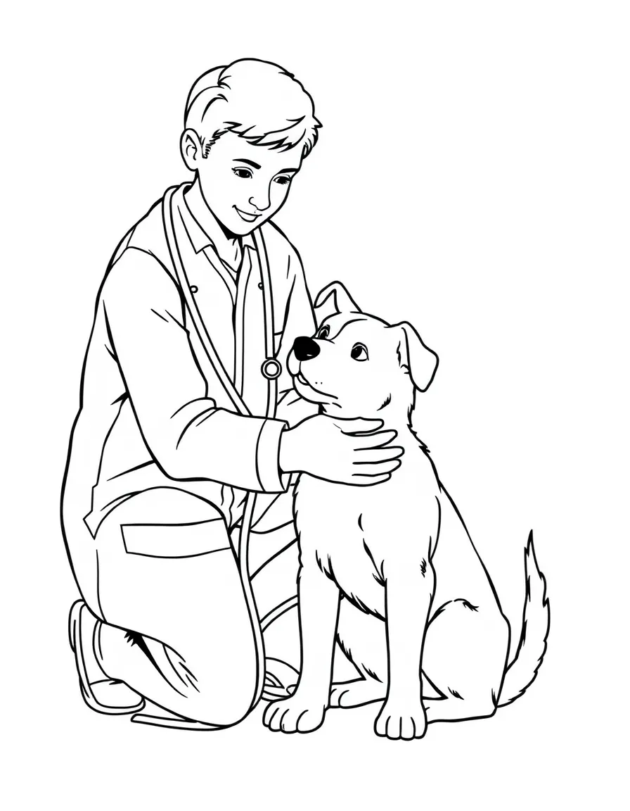 A veterinarian helping an animal.