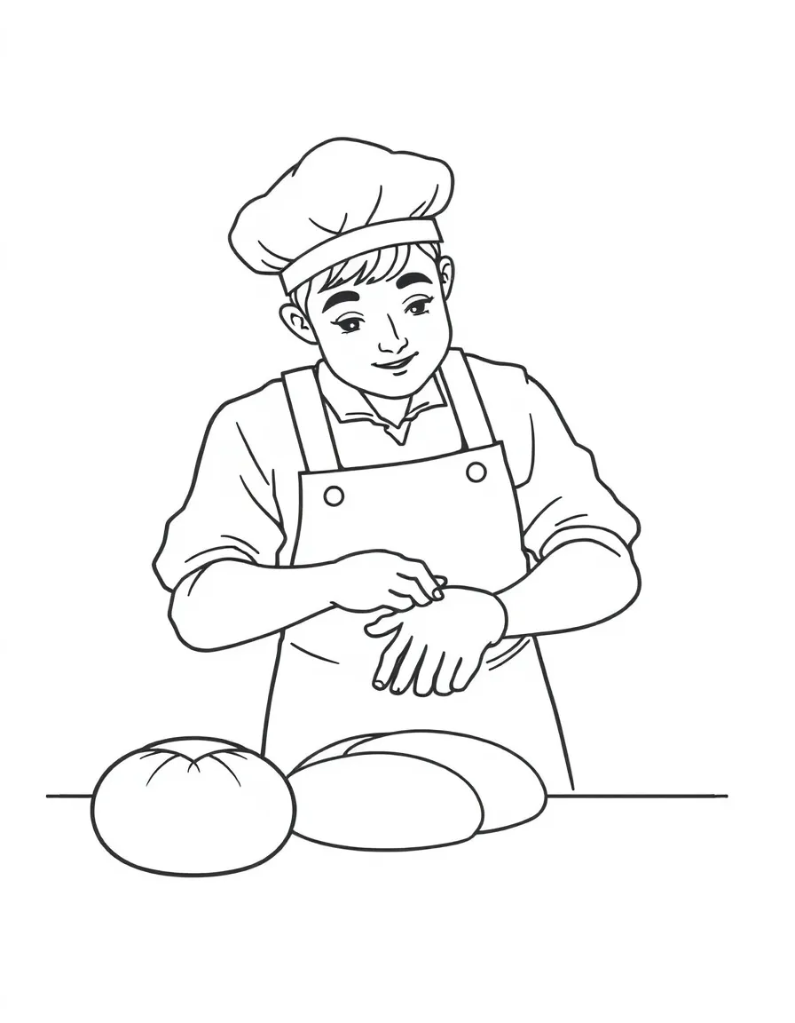 A baker making bread.