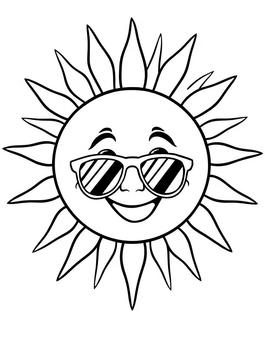 A cheerful sun wearing sunglasses.