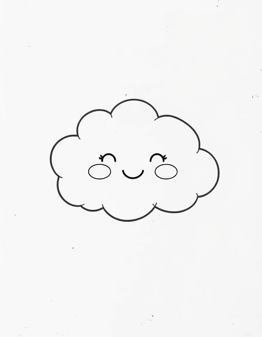 A fluffy cloud smiling.