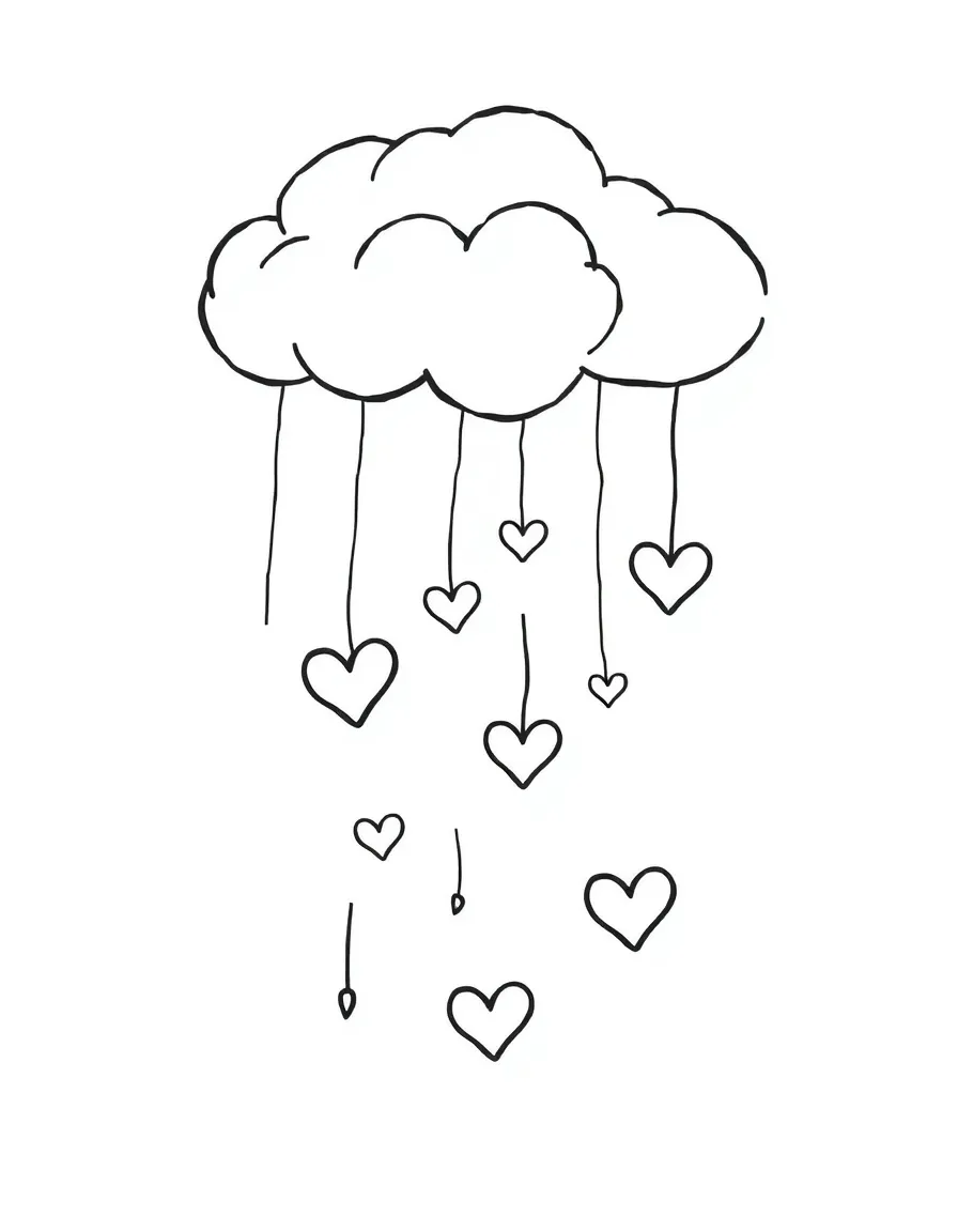 A gentle rain cloud dropping hearts.