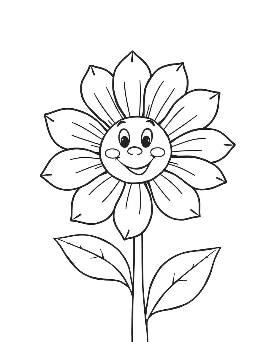 A blooming flower with a happy face.