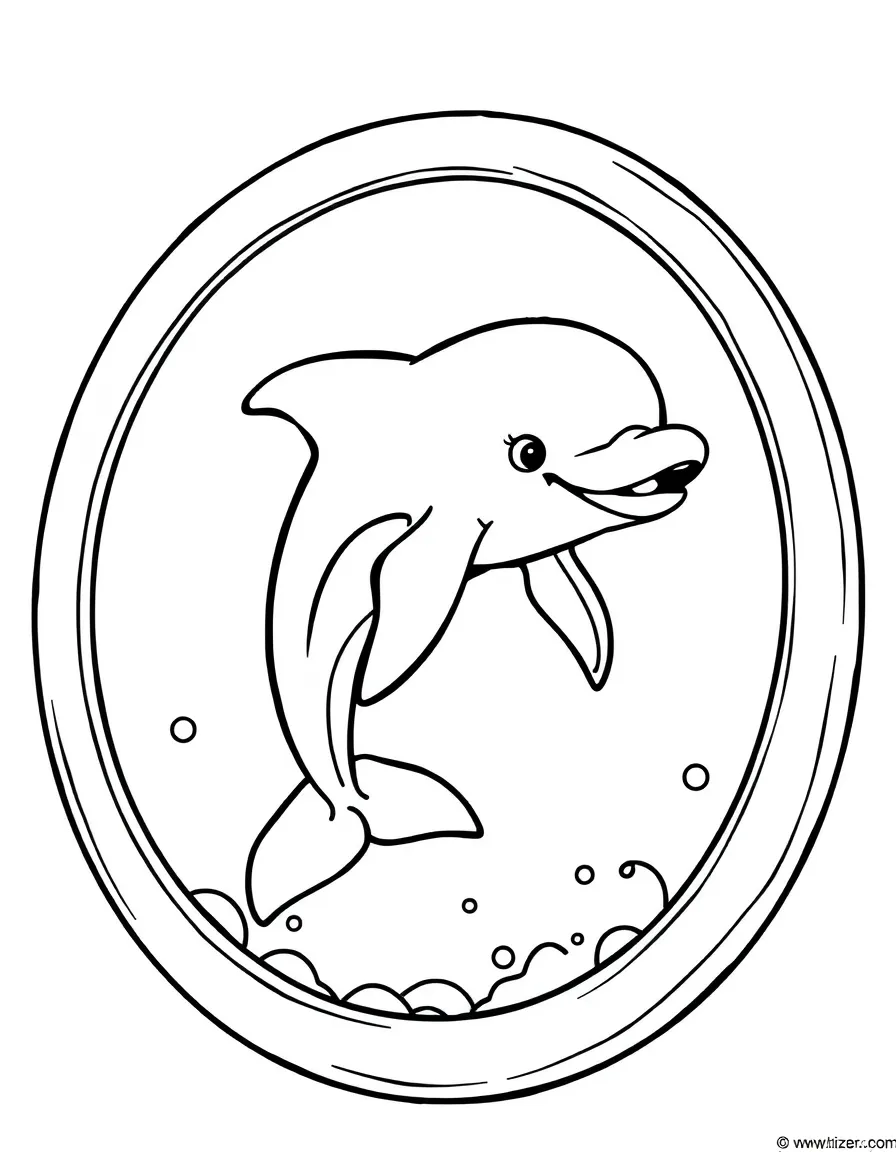 A playful dolphin jumping through a hoop.