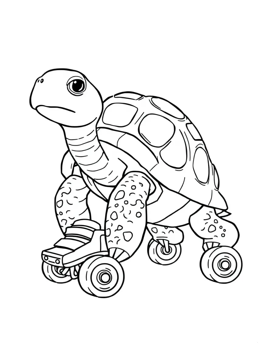 A slow turtle with roller skates.