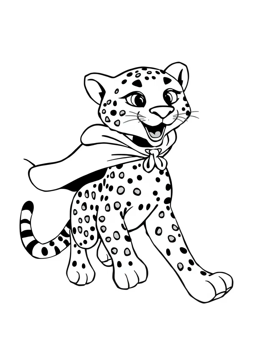 A speedy cheetah wearing a cape.