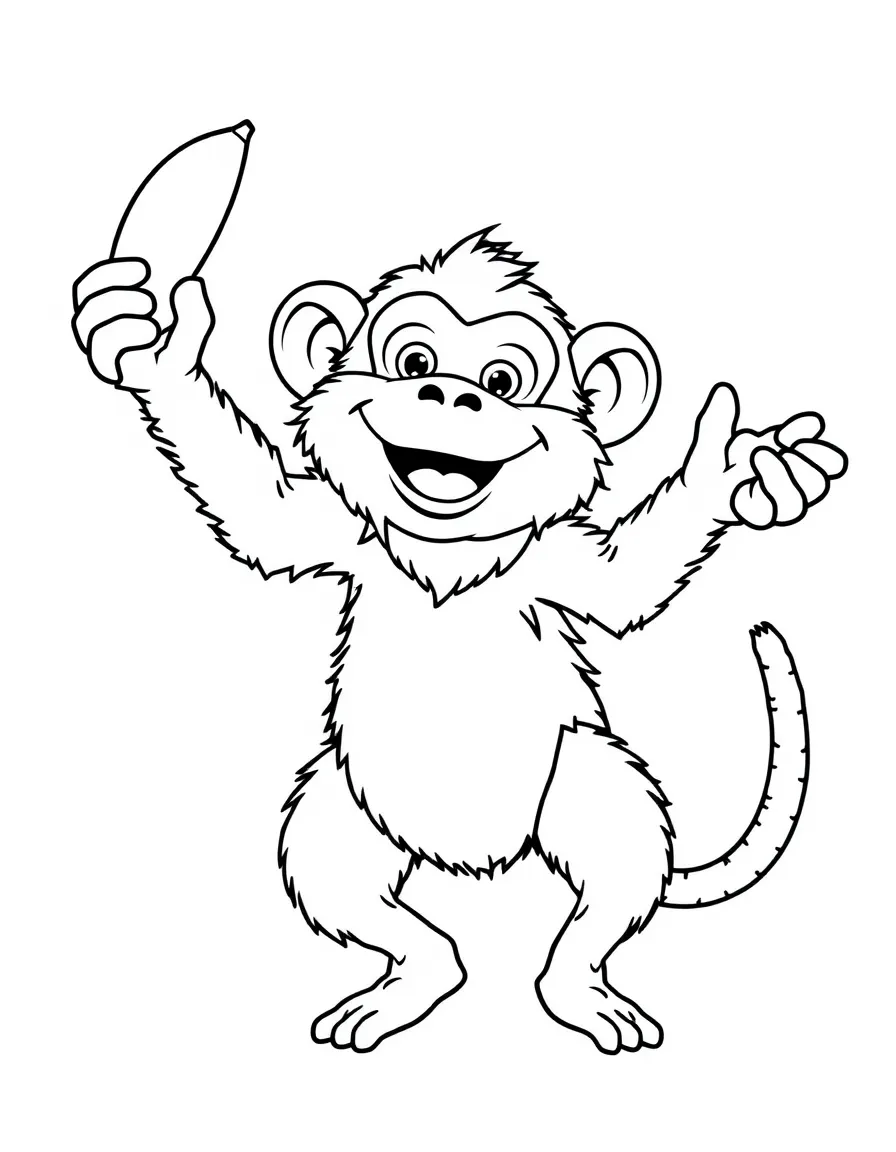 A furry monkey juggling bananas.