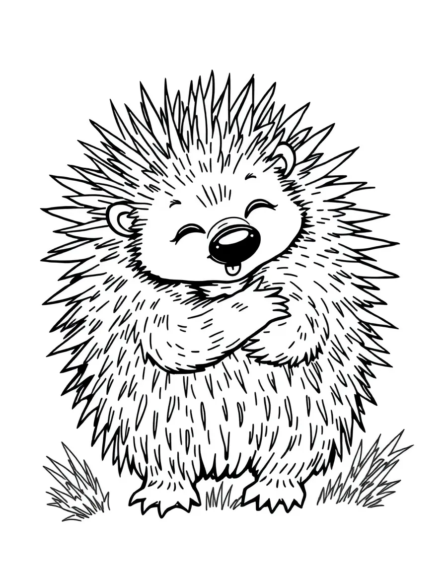 A prickly porcupine giving a gentle hug.