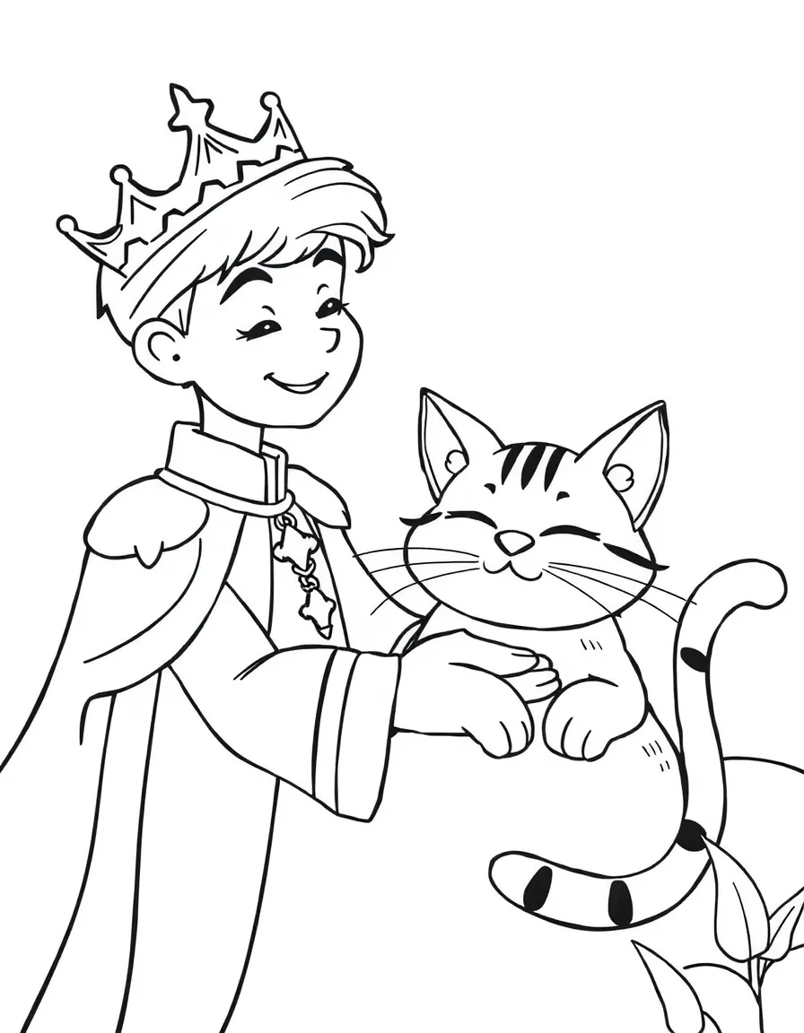 A charming prince rescuing a sleepy cat.