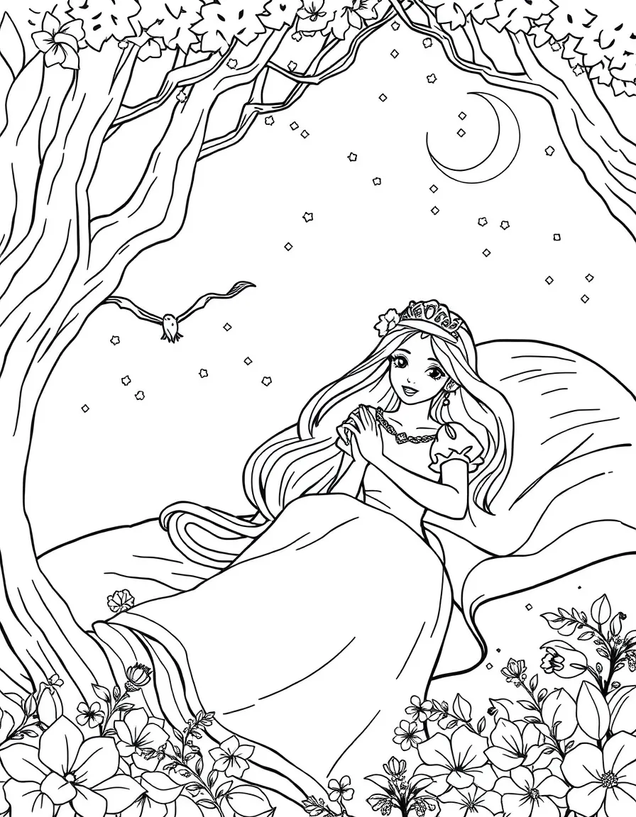 A sleeping beauty dreaming of adventures.