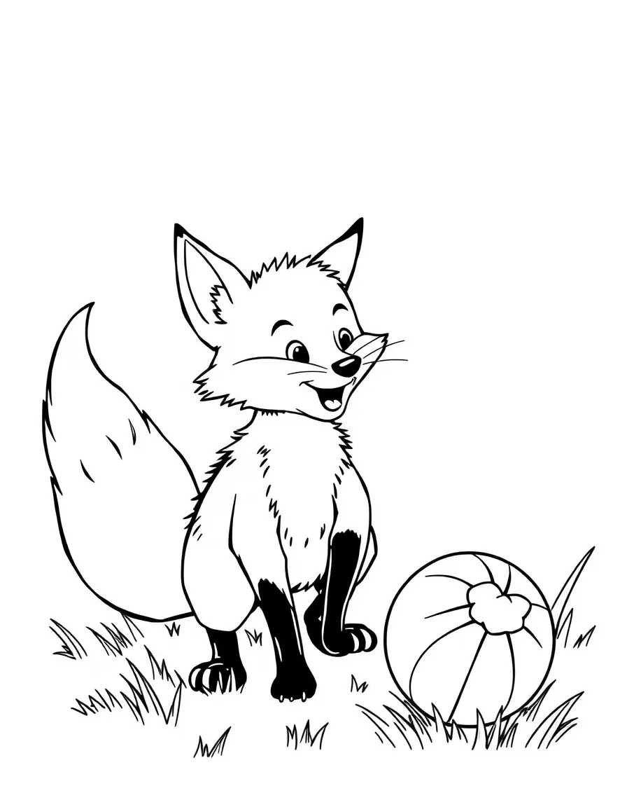 A cunning fox trying to catch a bouncy ball.