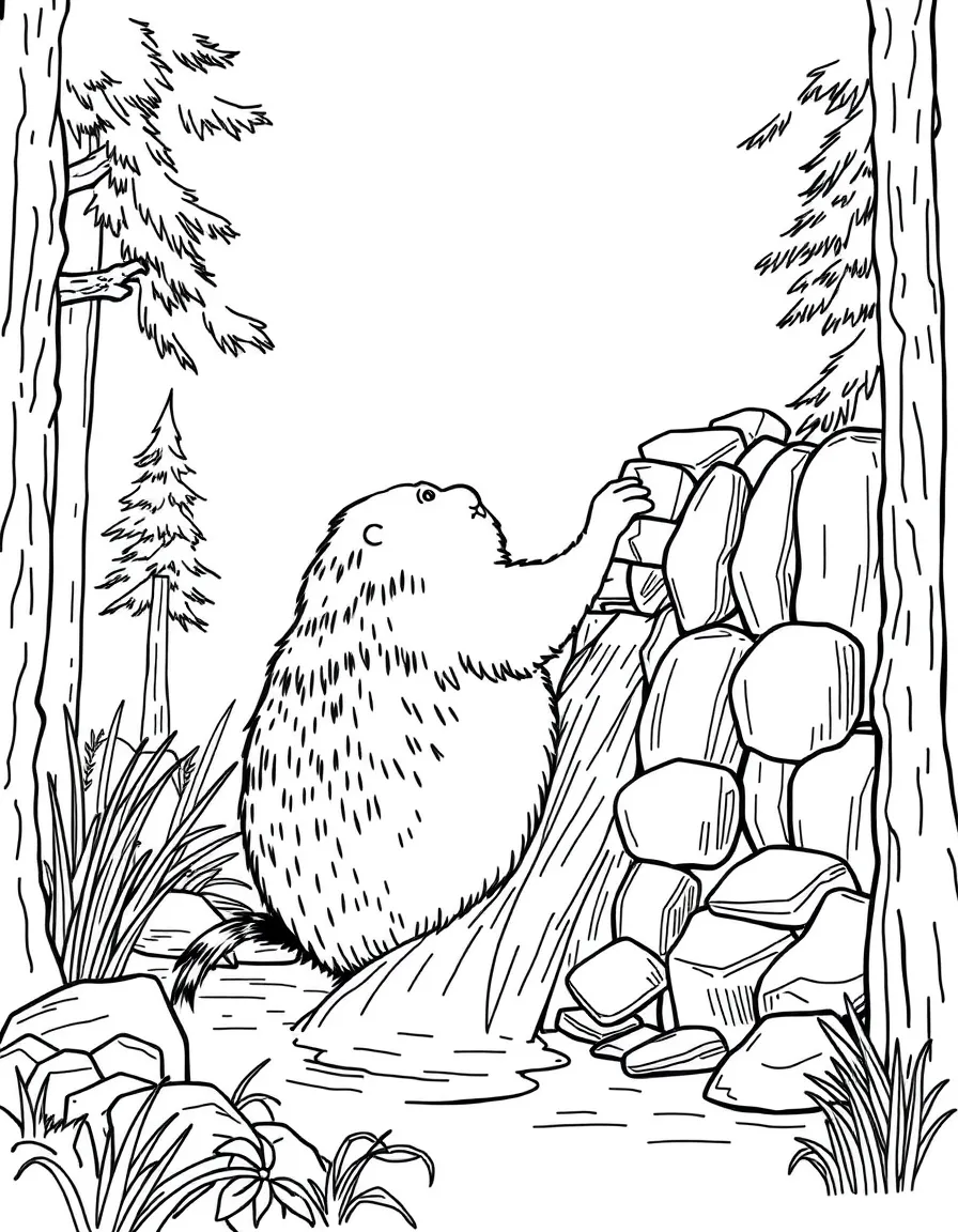 A busy beaver building a very tall dam.