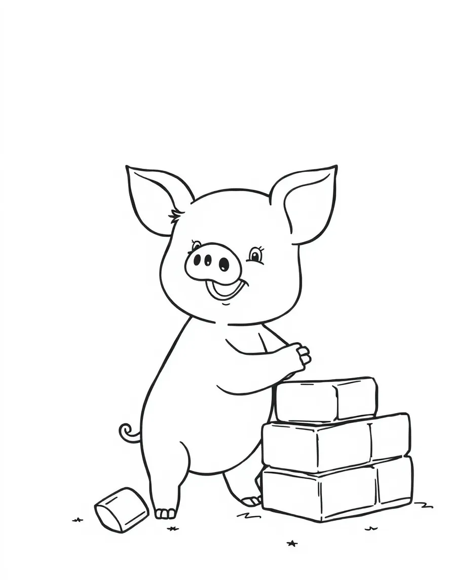 A little pig building a brick house.