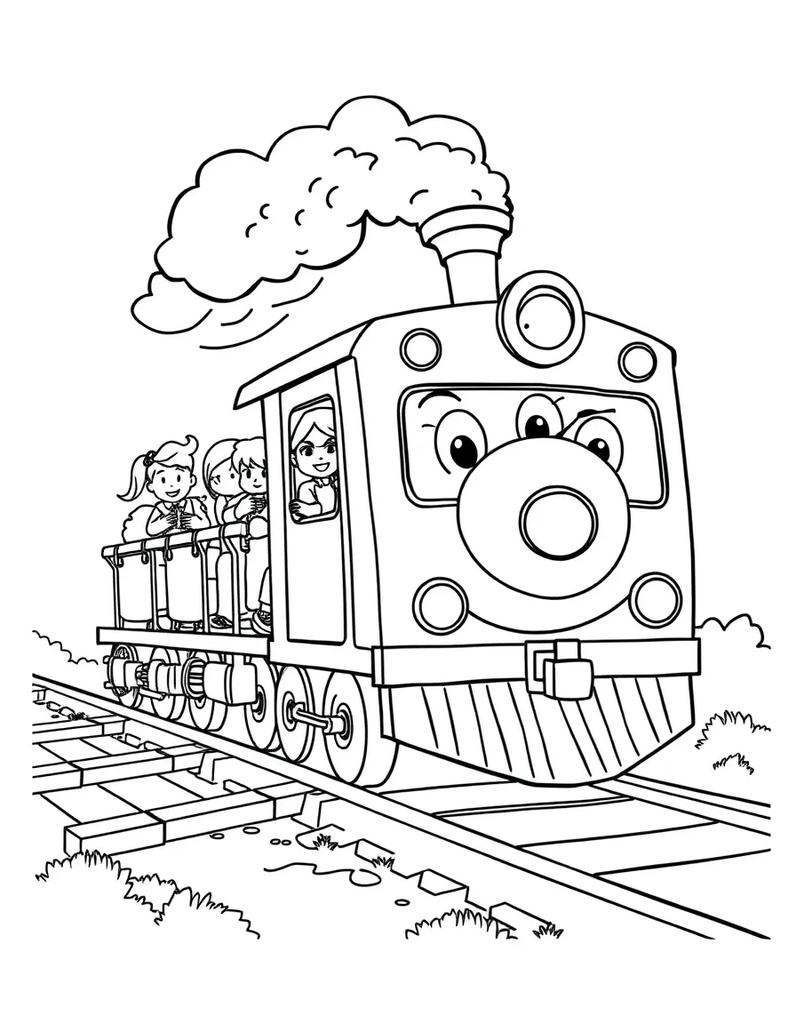 A fast train carrying smiling passengers.