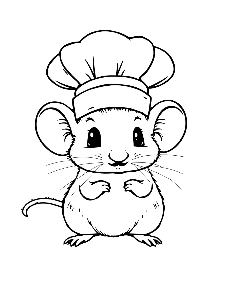 A tiny mouse wearing a chef's hat.