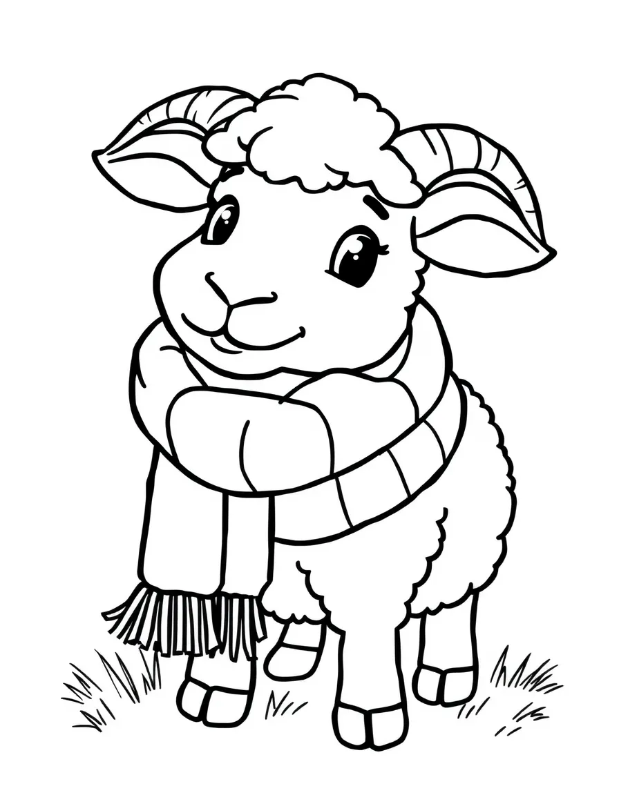A bleating sheep wearing a woolly scarf.