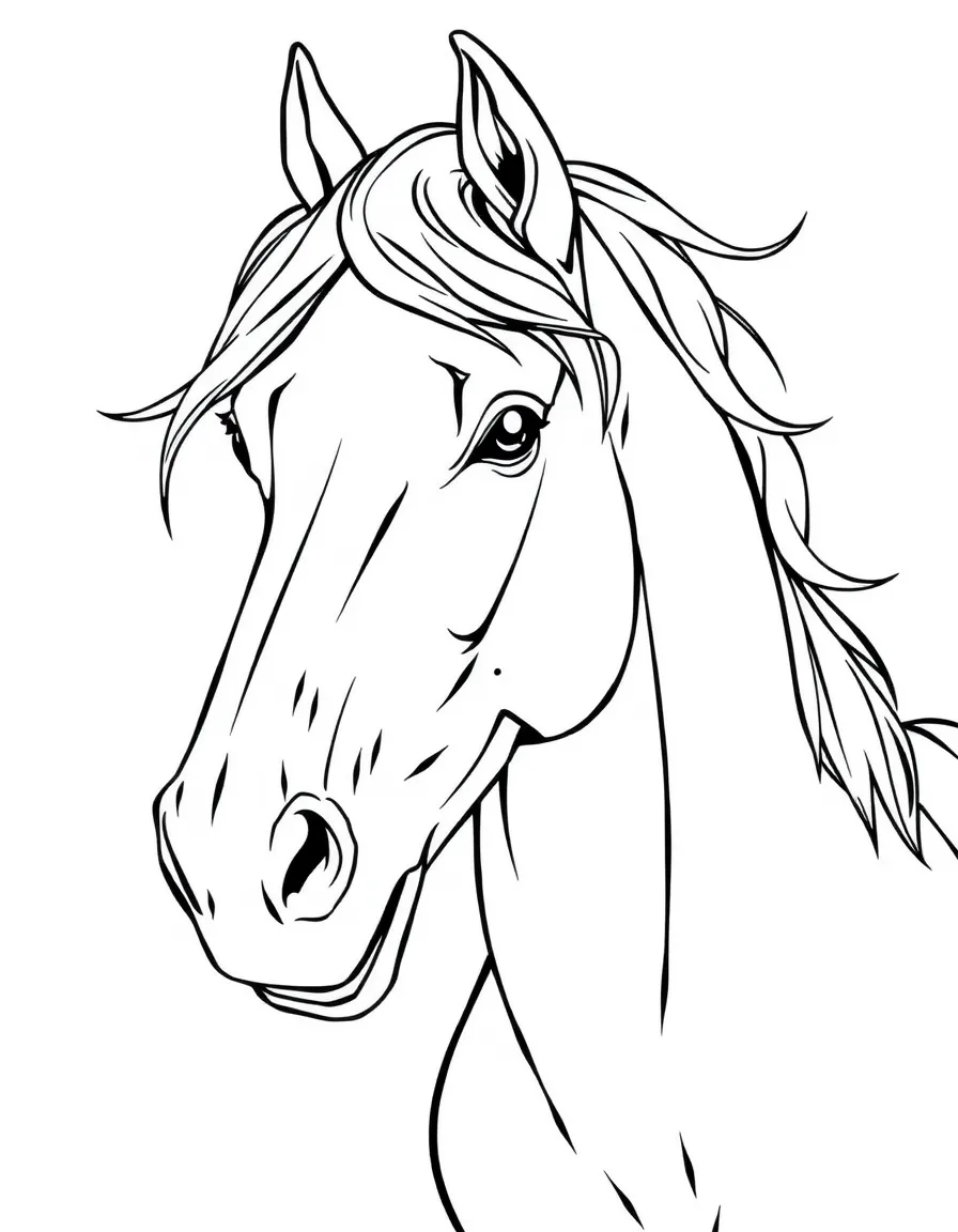 A neighing horse with a flowing mane.