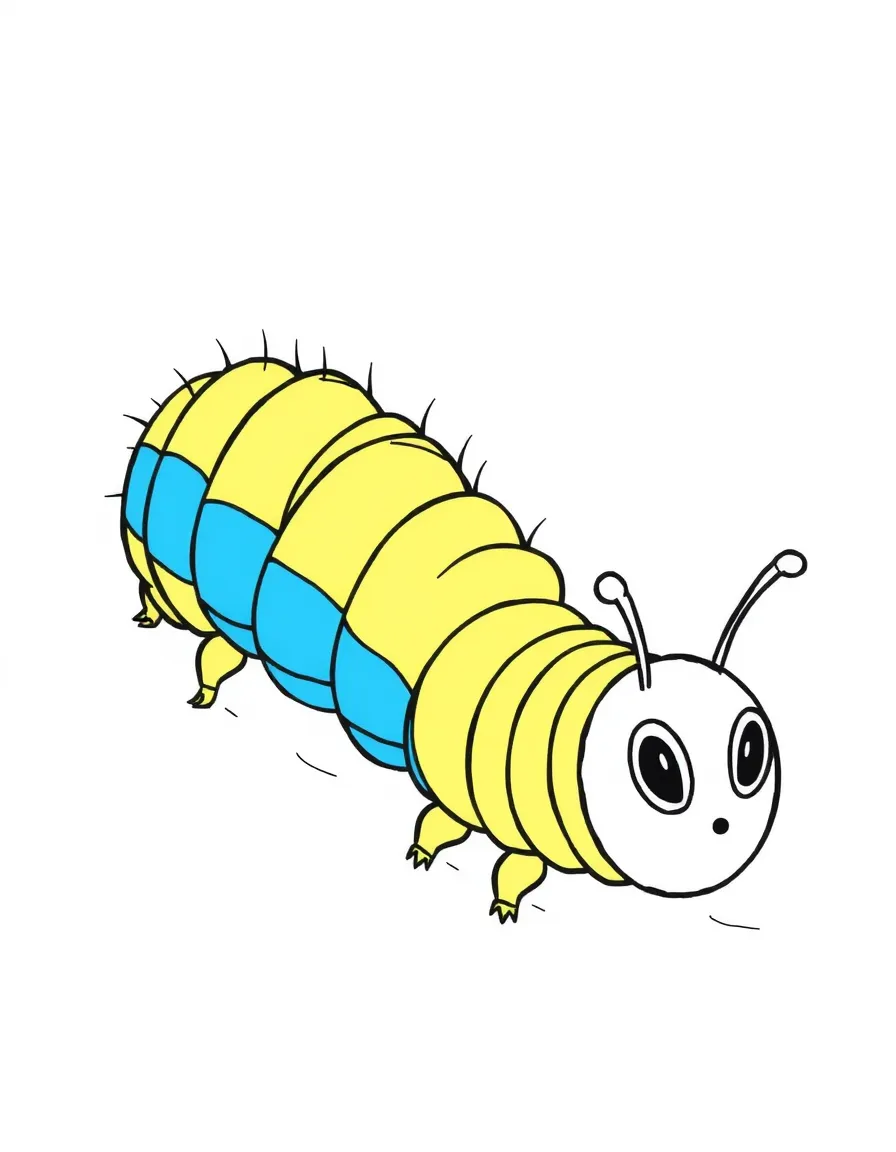 A crawling caterpillar with colorful stripes.