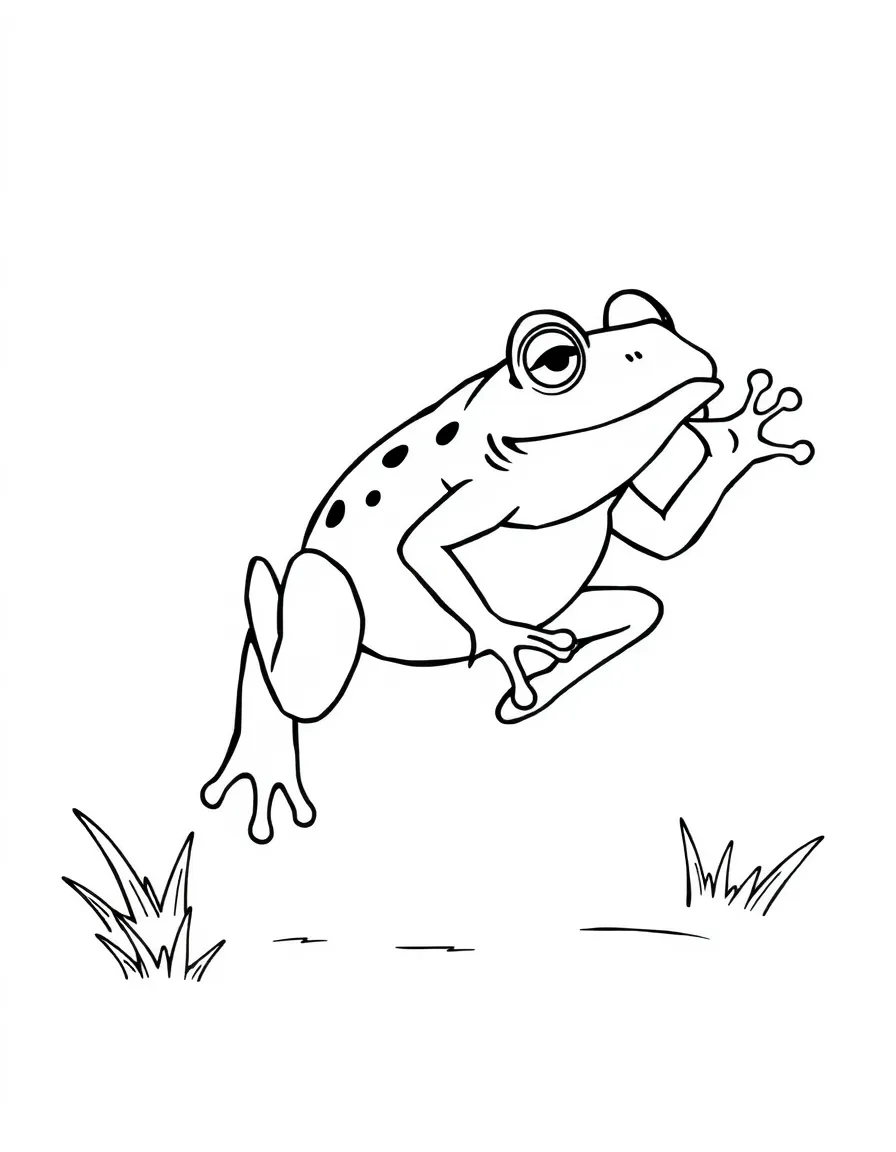 A jumping frog playing leapfrog.