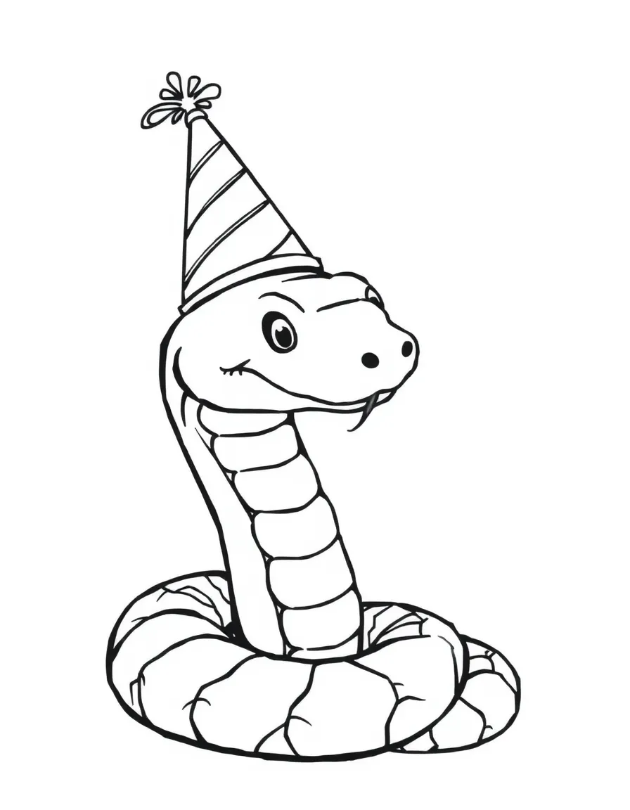 A slithering snake wearing a party hat.