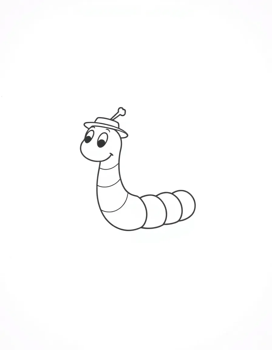 A wiggling worm wearing a tiny hat.