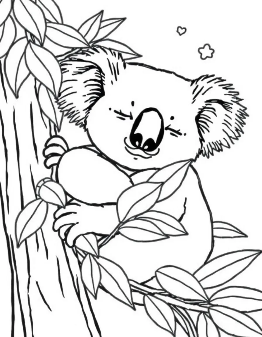 A sleepy koala dreaming of gum leaves.