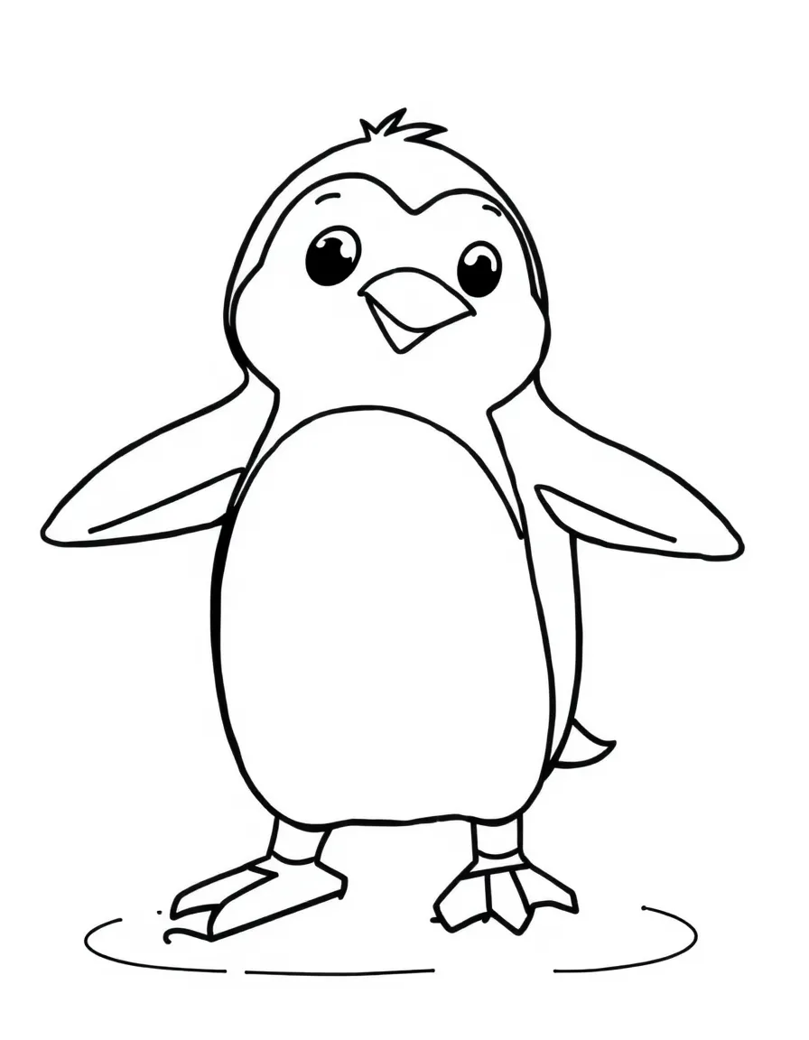 A wobbly penguin ice skating.