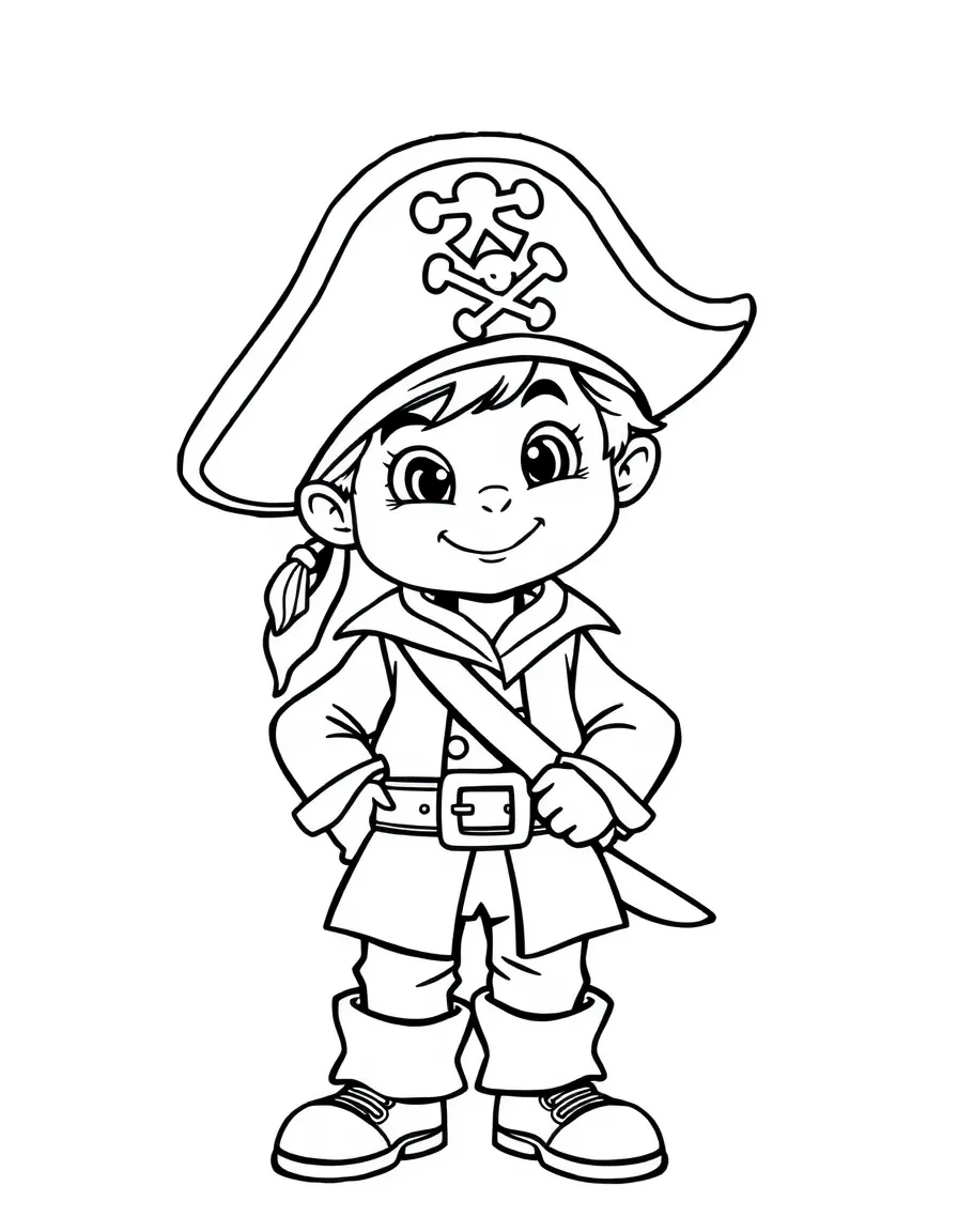 A child dressed as a mischievous pirate.