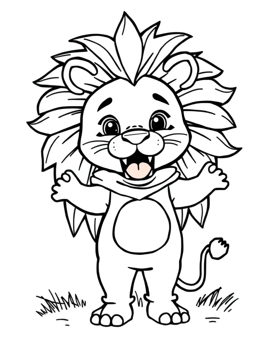 A child dressed as a roaring lion.
