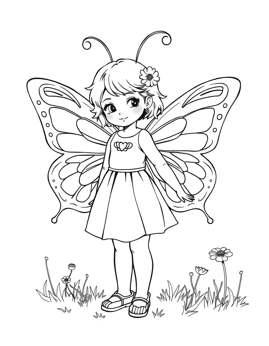 A child dressed as a graceful butterfly.