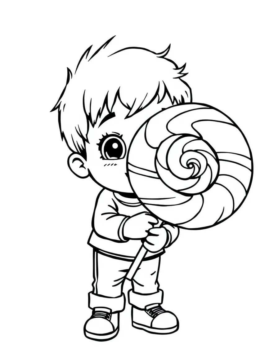 A child holding a giant lollipop.