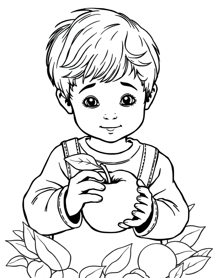 A child sharing an apple.