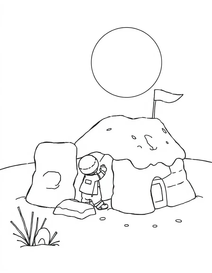 A child building a snow fort.