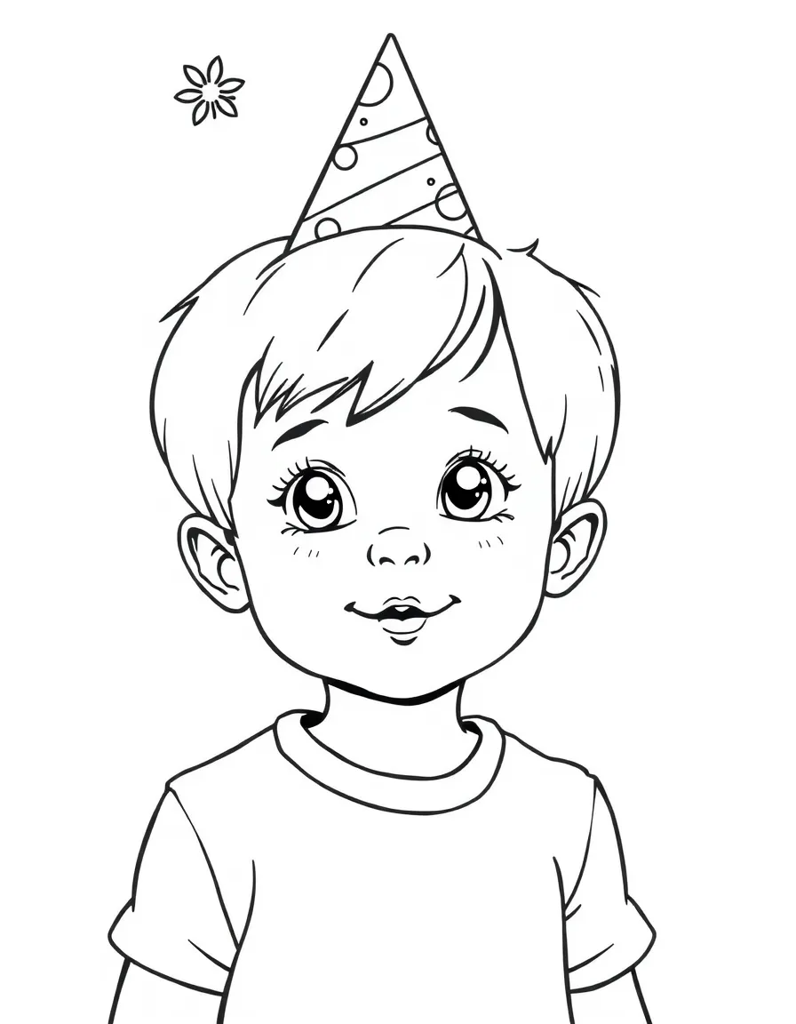 A child wearing a party hat.