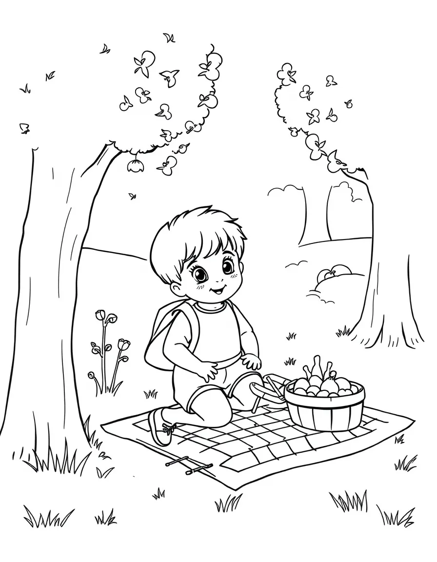 A child going on a picnic.