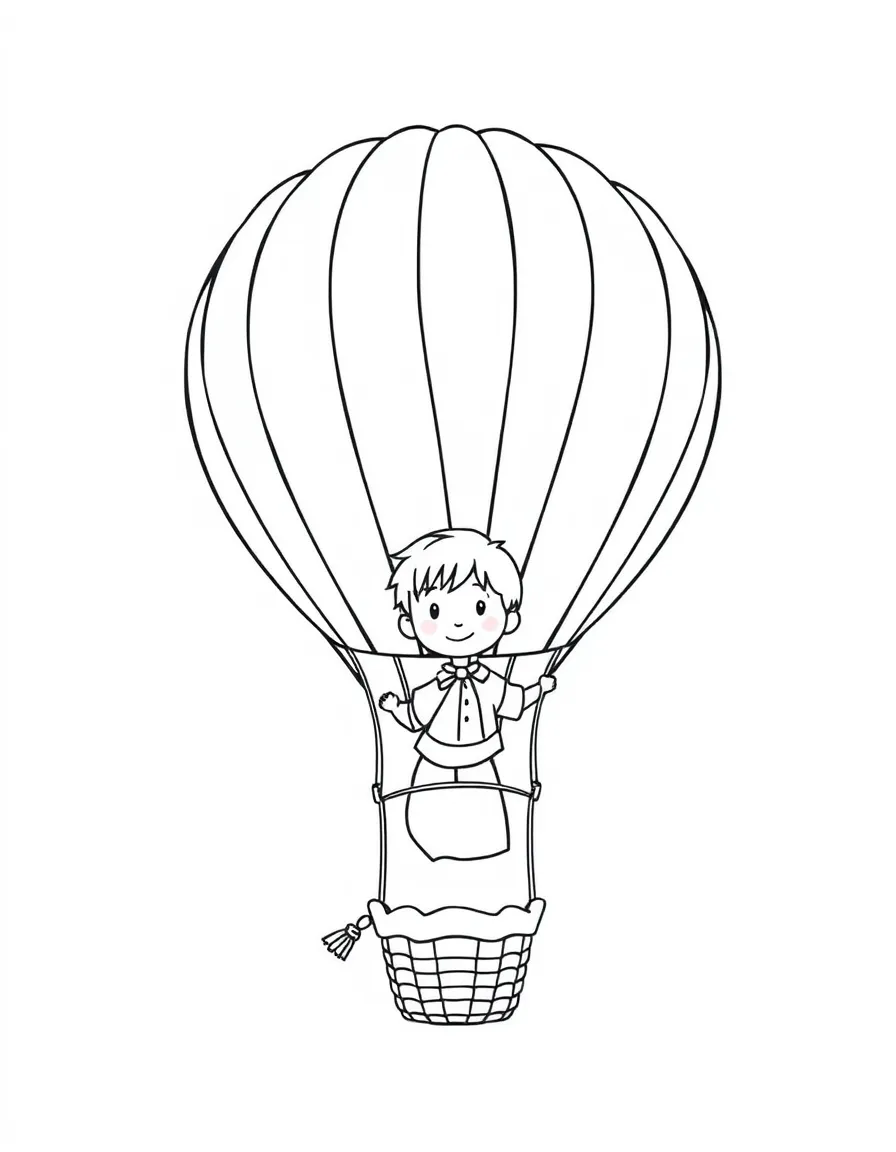 A child in a hot air balloon.