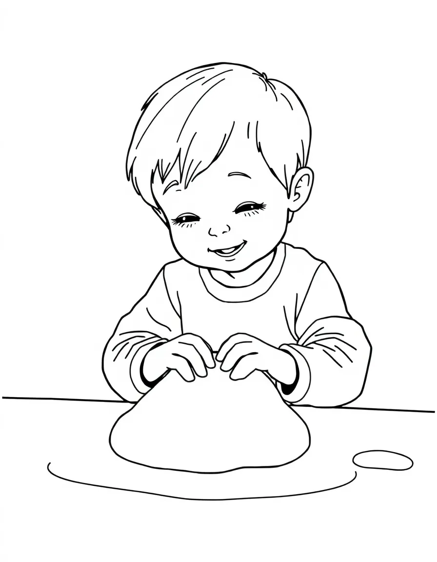 A child playing with playdough.