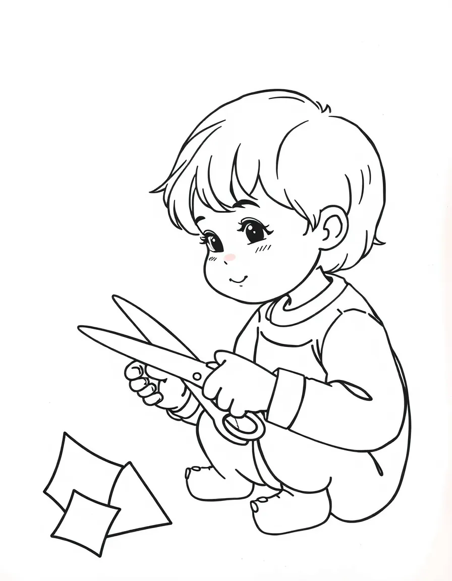 A child cutting shapes with scissors.