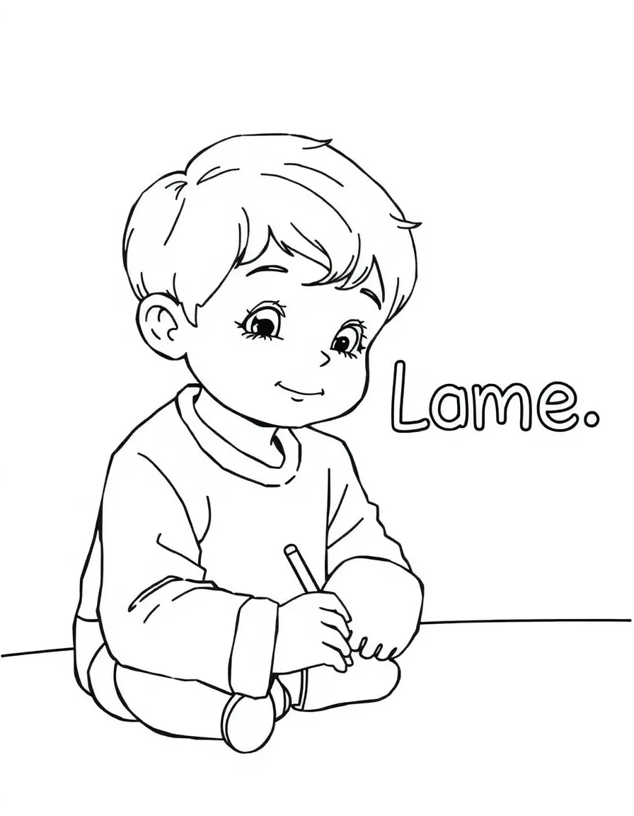 A child writing their name.