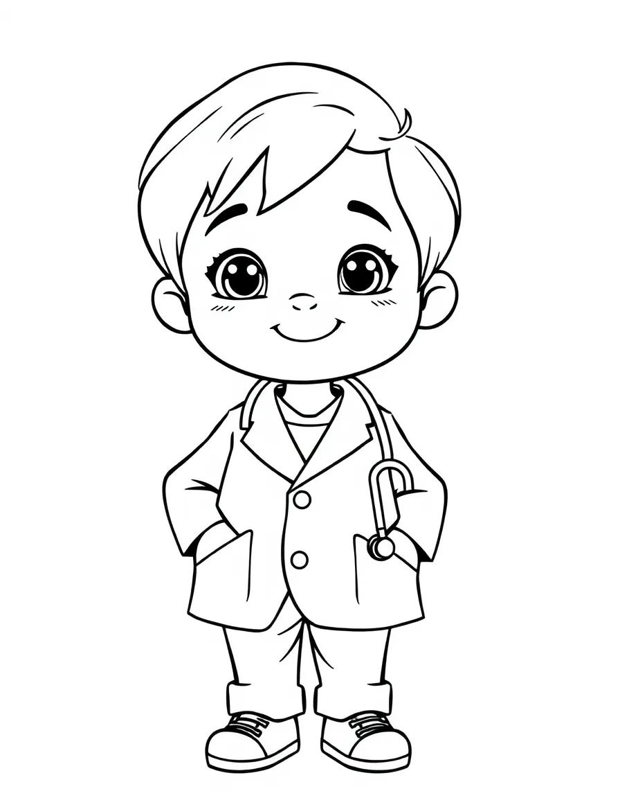 A child pretending to be a doctor.