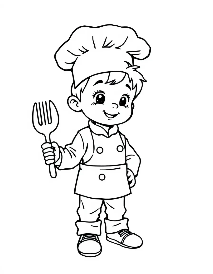 A child pretending to be a chef.