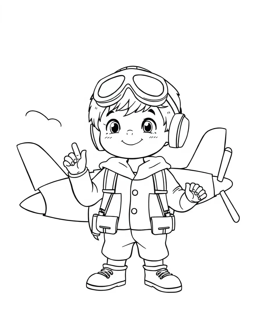 A child pretending to be a pilot.