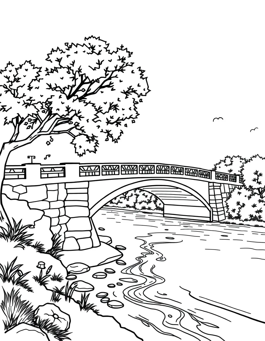 A bridge over a river.