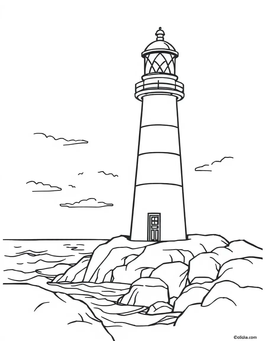 A lighthouse by the sea.