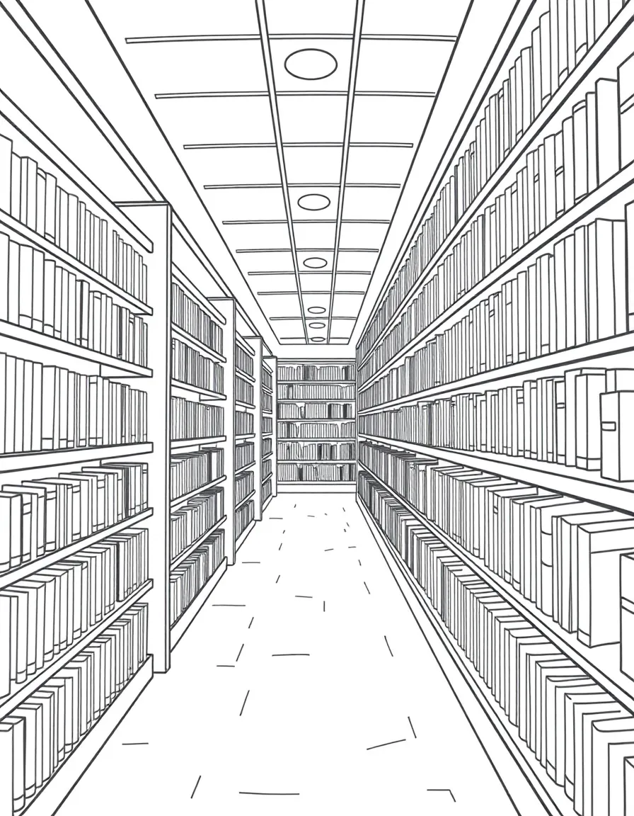 A library with rows of books.