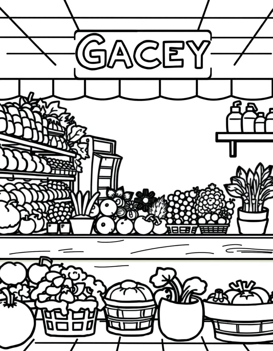 A grocery store with fruits and veggies.
